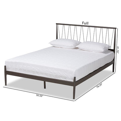 Samir Modern Industrial Black Bronze Finished Metal Full Size Platform Bed