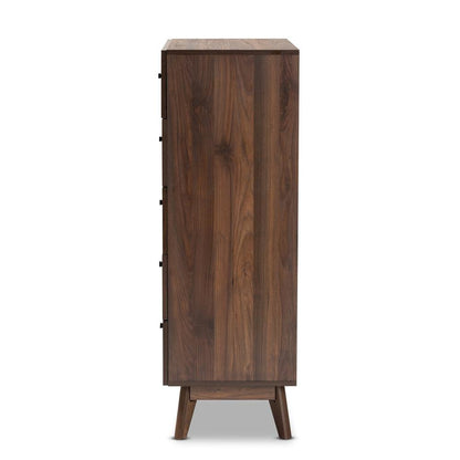 Hartman Mid-Century Modern Walnut Brown Finished Wood 5-Drawer Storage Chest