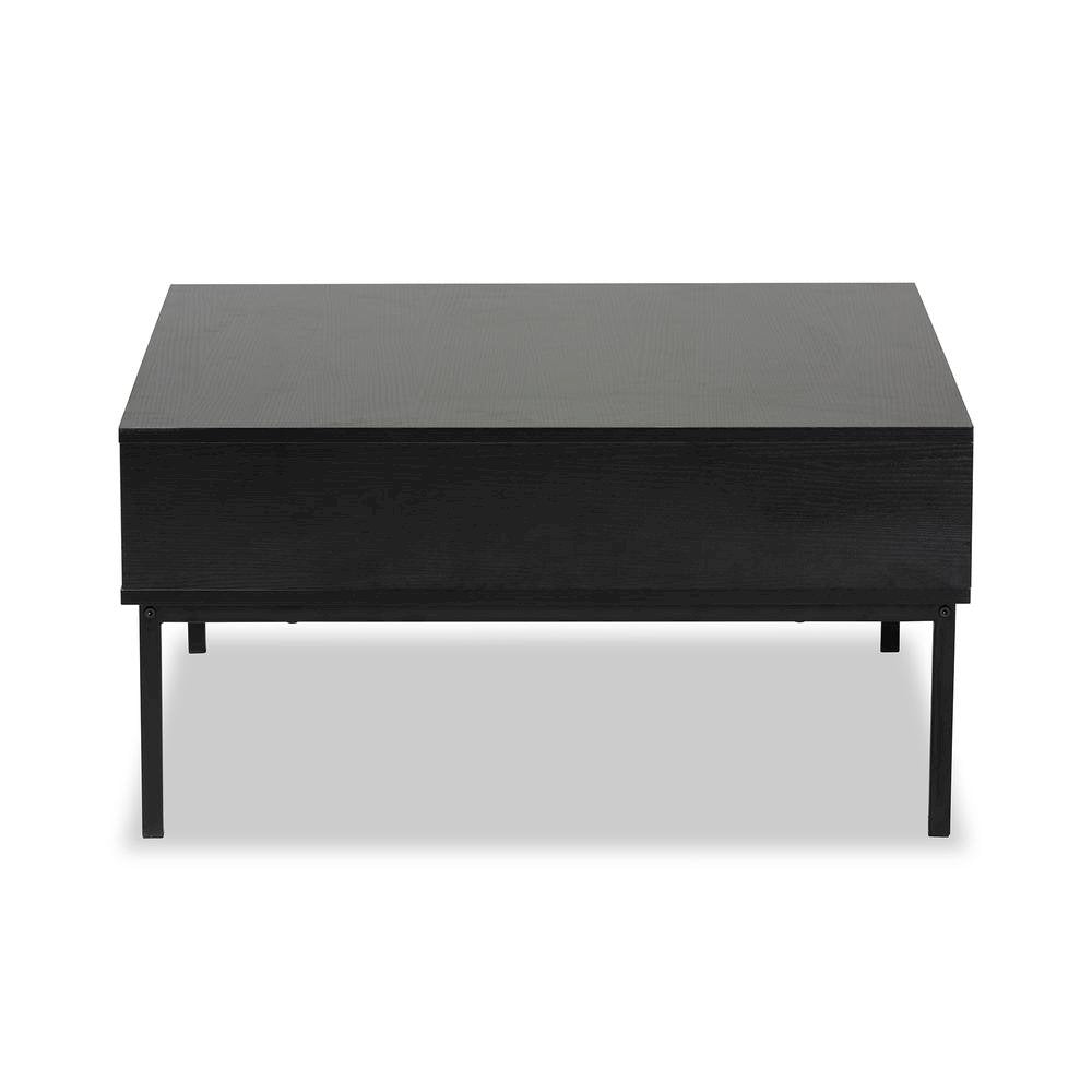 Two-Tone Oak Brown and Black Finished Wood Coffee Table