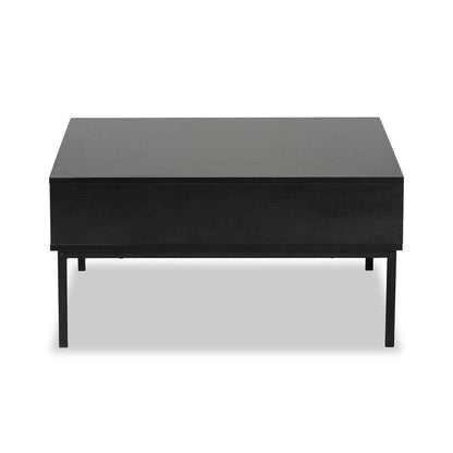 Two-Tone Oak Brown and Black Finished Wood Coffee Table
