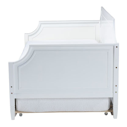 Traditional White Finished Wood Full Size Daybed with Twin Size trundle