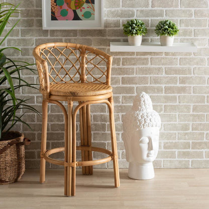 bali & pari Orchard Modern Bohemian Natural Brown Rattan Counter Stool