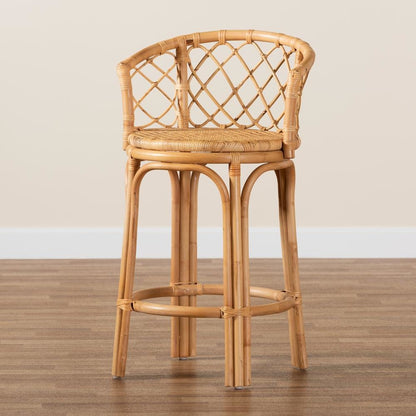 bali & pari Orchard Modern Bohemian Natural Brown Rattan Counter Stool