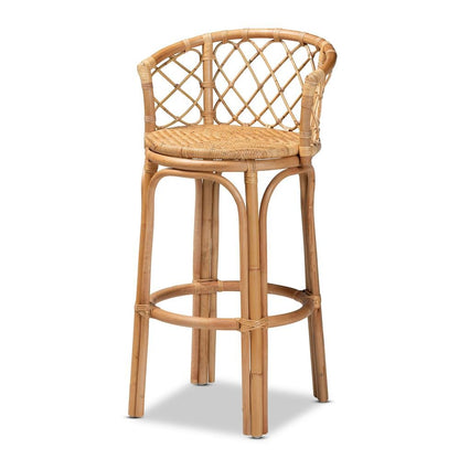 bali & pari Orchard Modern Bohemian Natural Brown Rattan Bar Stool