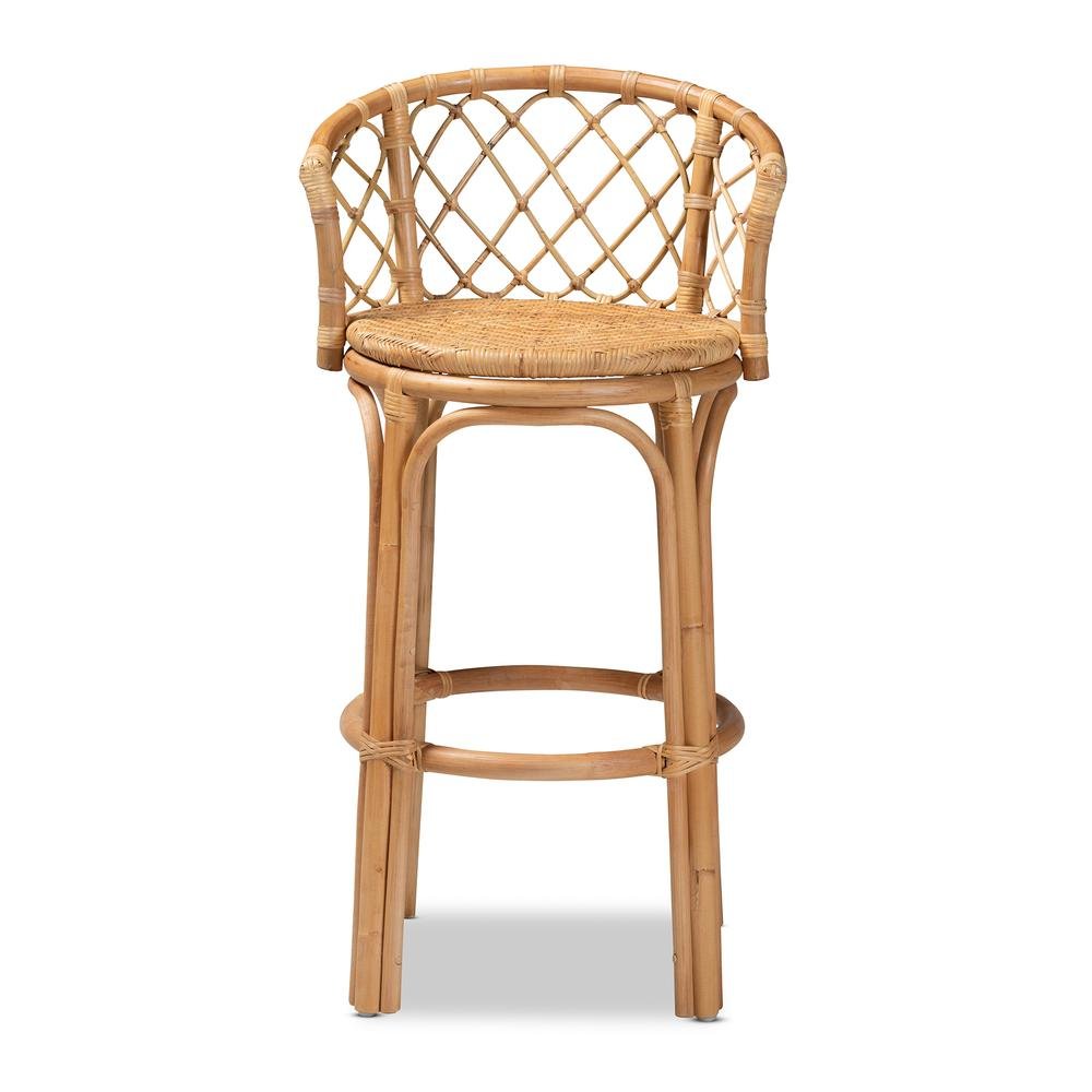 bali & pari Orchard Modern Bohemian Natural Brown Rattan Bar Stool