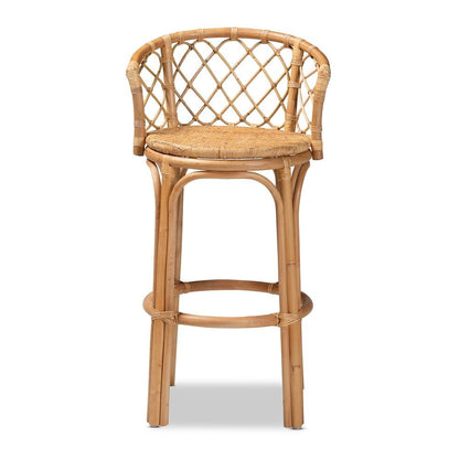 bali & pari Orchard Modern Bohemian Natural Brown Rattan Bar Stool