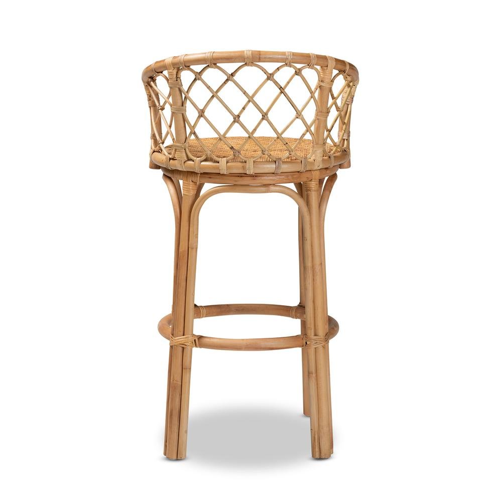bali & pari Orchard Modern Bohemian Natural Brown Rattan Bar Stool