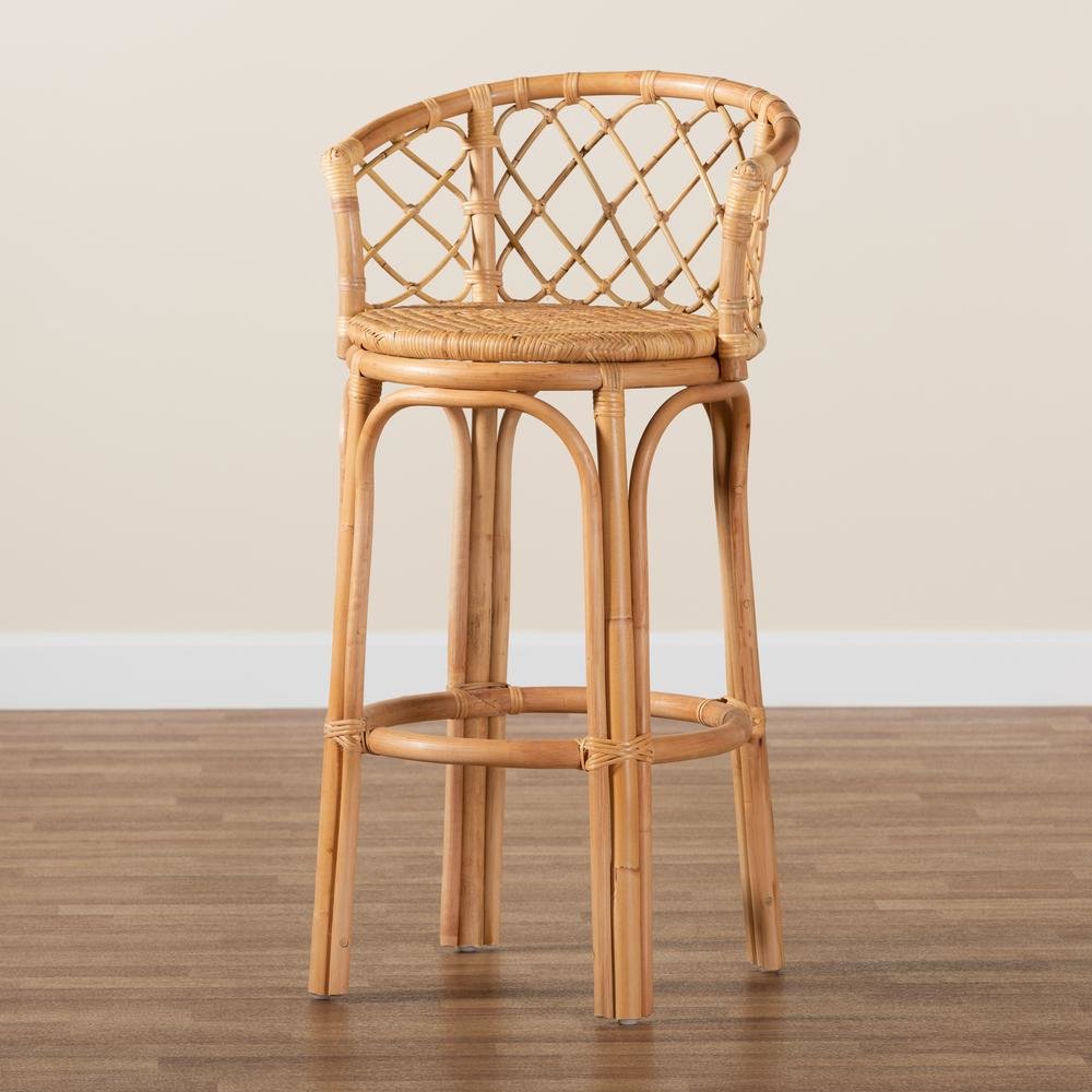 bali & pari Orchard Modern Bohemian Natural Brown Rattan Bar Stool