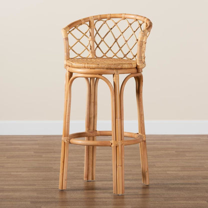 bali & pari Orchard Modern Bohemian Natural Brown Rattan Bar Stool