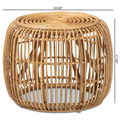 bali & pari Maverick Modern Bohemian Natural Brown Rattan End table