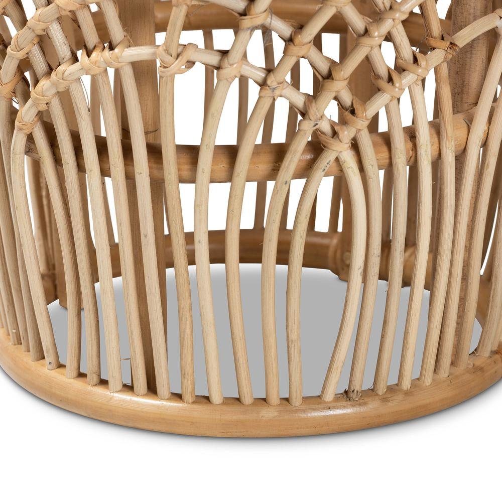 bali & pari Edena Modern Bohemian Natural Brown Finished Rattan End Table