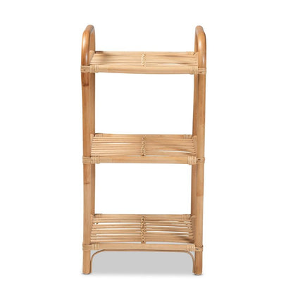 Bohemian Natural Brown Finished Rattan 3-Tier Display Shelf