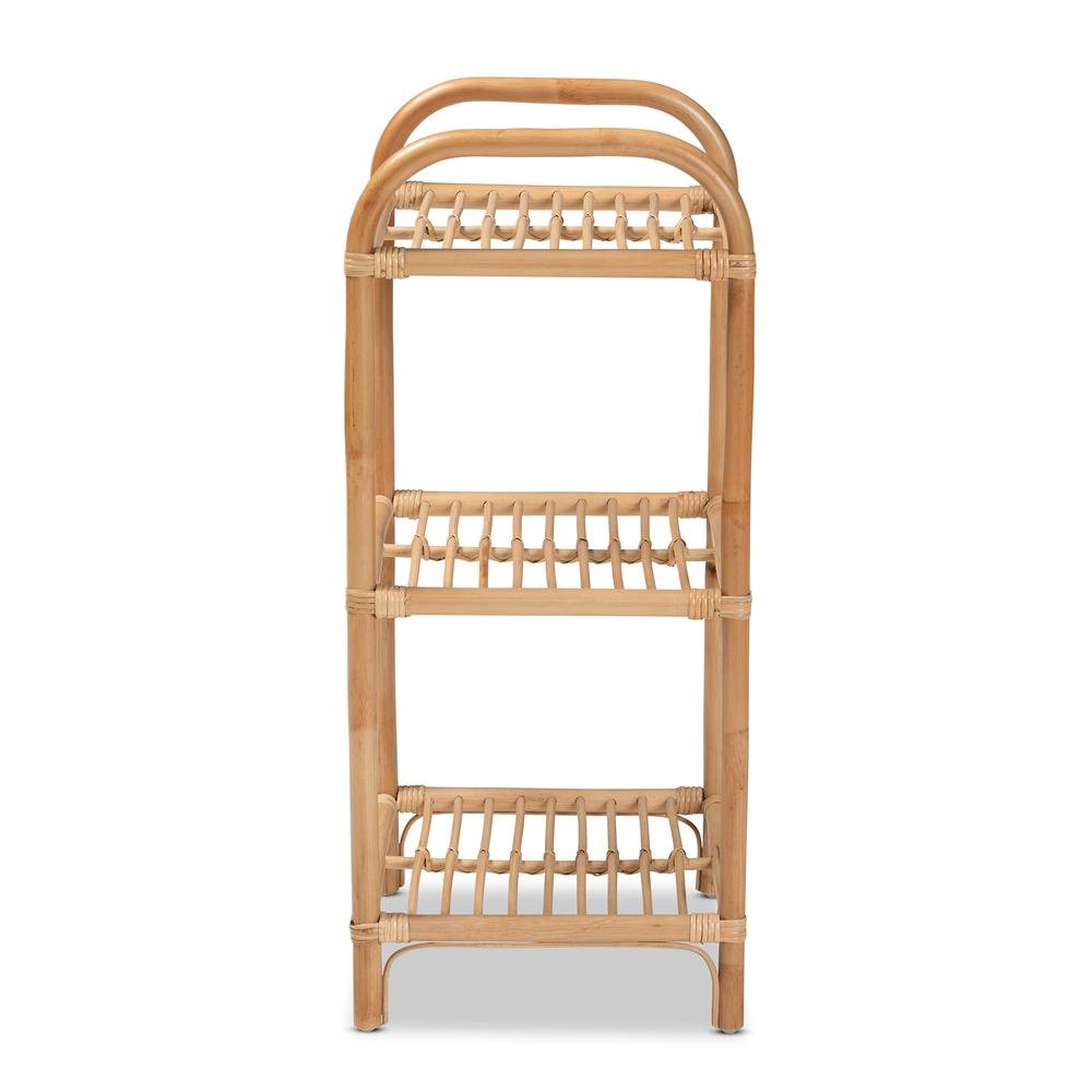 Bohemian Natural Brown Finished Rattan 3-Tier Display Shelf