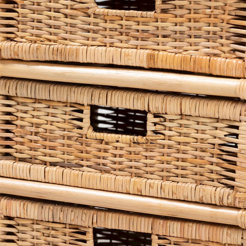 Bohemian Natural Brown Rattan 6-Drawer Storage Cabinet
