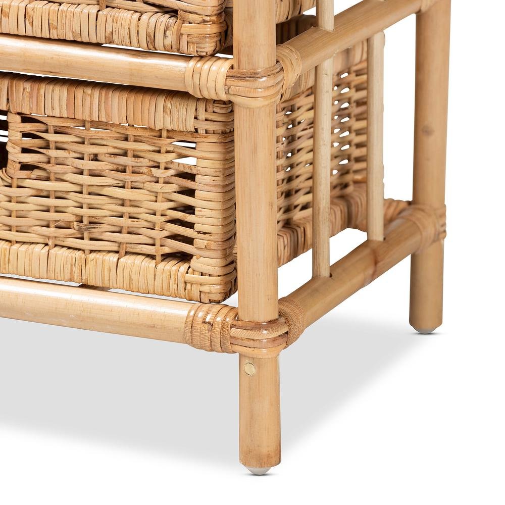 Bohemian Natural Brown Rattan 6-Drawer Storage Cabinet