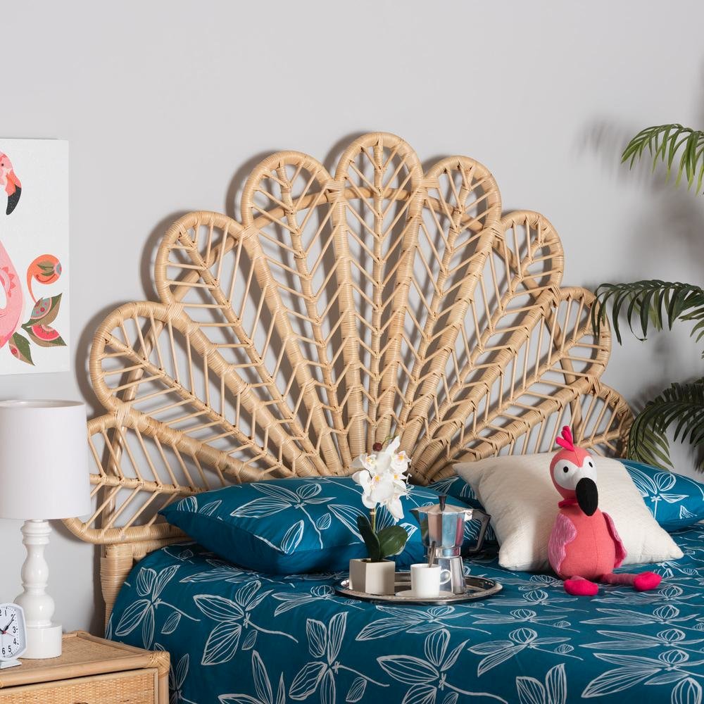 Bohemian Natural Brown Rattan Queen Size Standalone Headboard