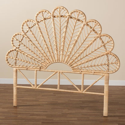 Bohemian Natural Brown Rattan Queen Size Standalone Headboard