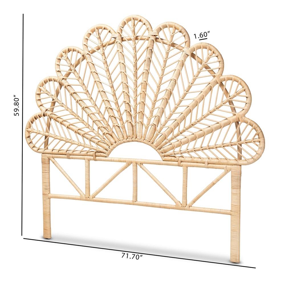 Bohemian Natural Brown Rattan Queen Size Standalone Headboard