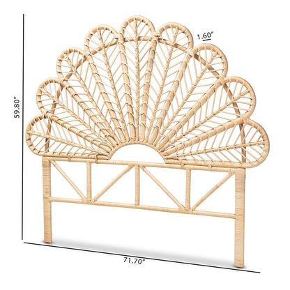 Bohemian Natural Brown Rattan Queen Size Standalone Headboard