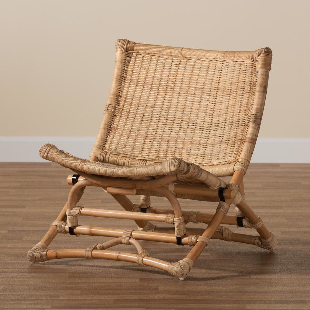 Bohemian Natural Brown Antique Rattan Foldable Lounge Chair