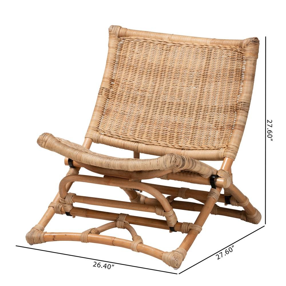 Bohemian Natural Brown Antique Rattan Foldable Lounge Chair