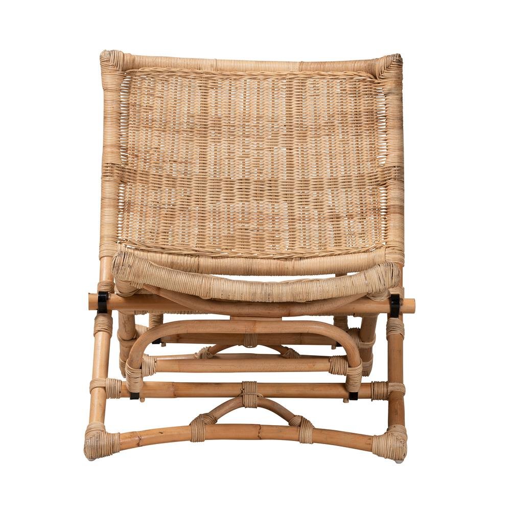 Bohemian Natural Brown Antique Rattan Foldable Lounge Chair