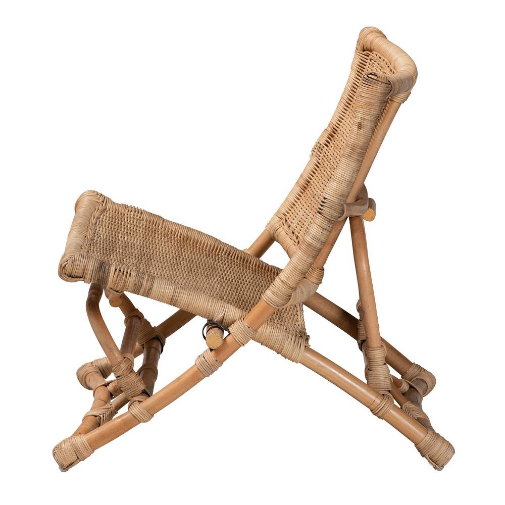 Bohemian Natural Brown Antique Rattan Foldable Lounge Chair