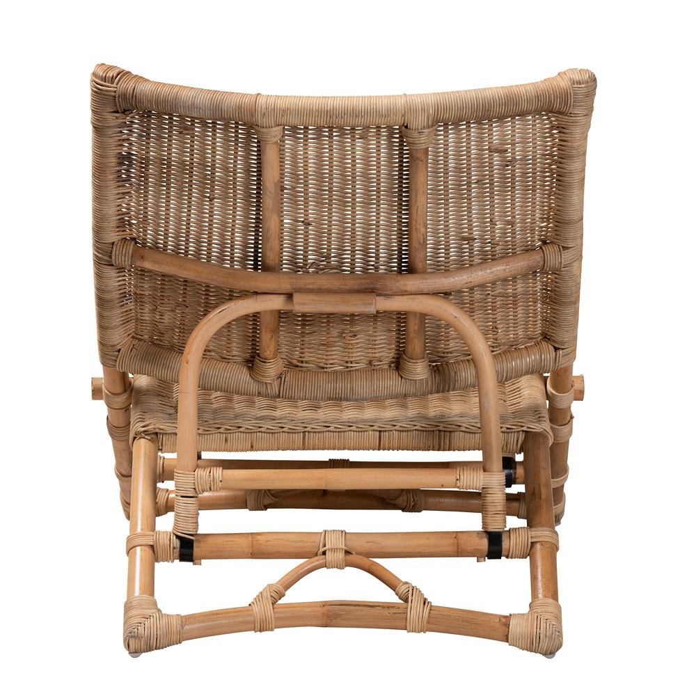 Bohemian Natural Brown Antique Rattan Foldable Lounge Chair