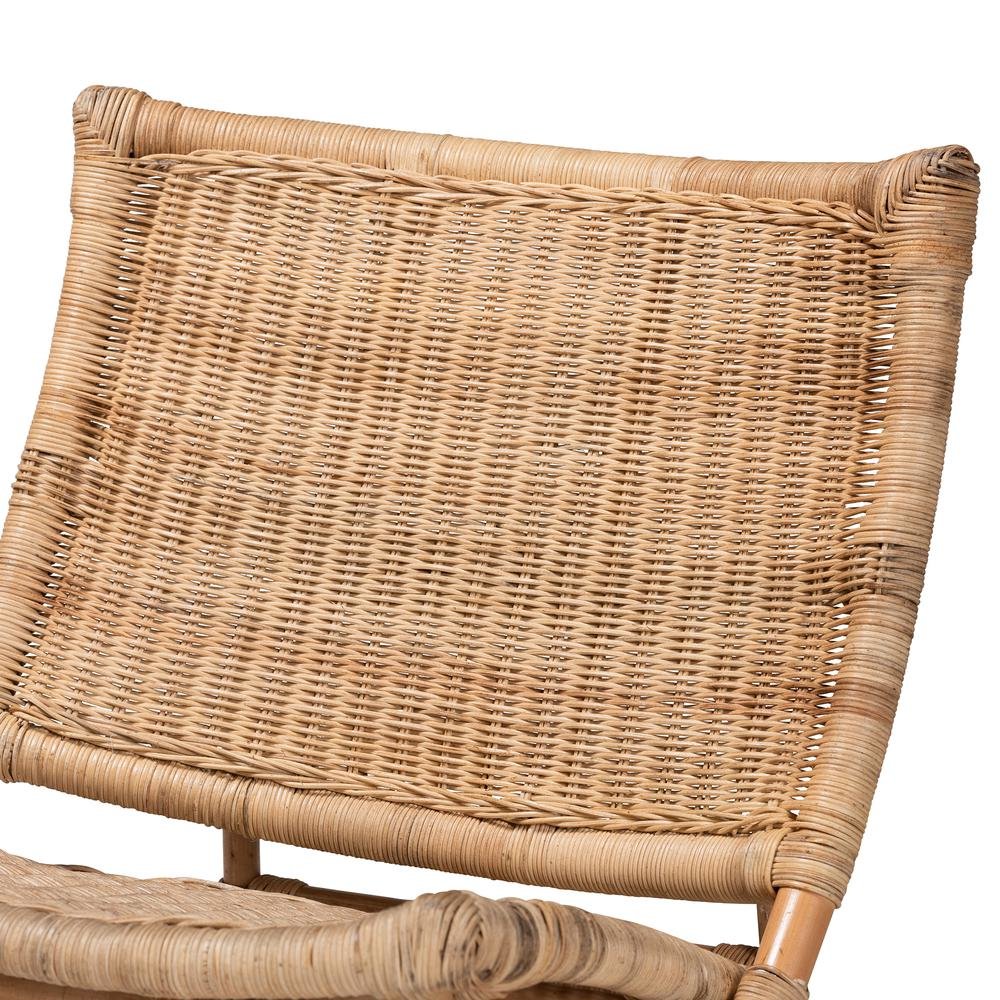 Bohemian Natural Brown Antique Rattan Foldable Lounge Chair