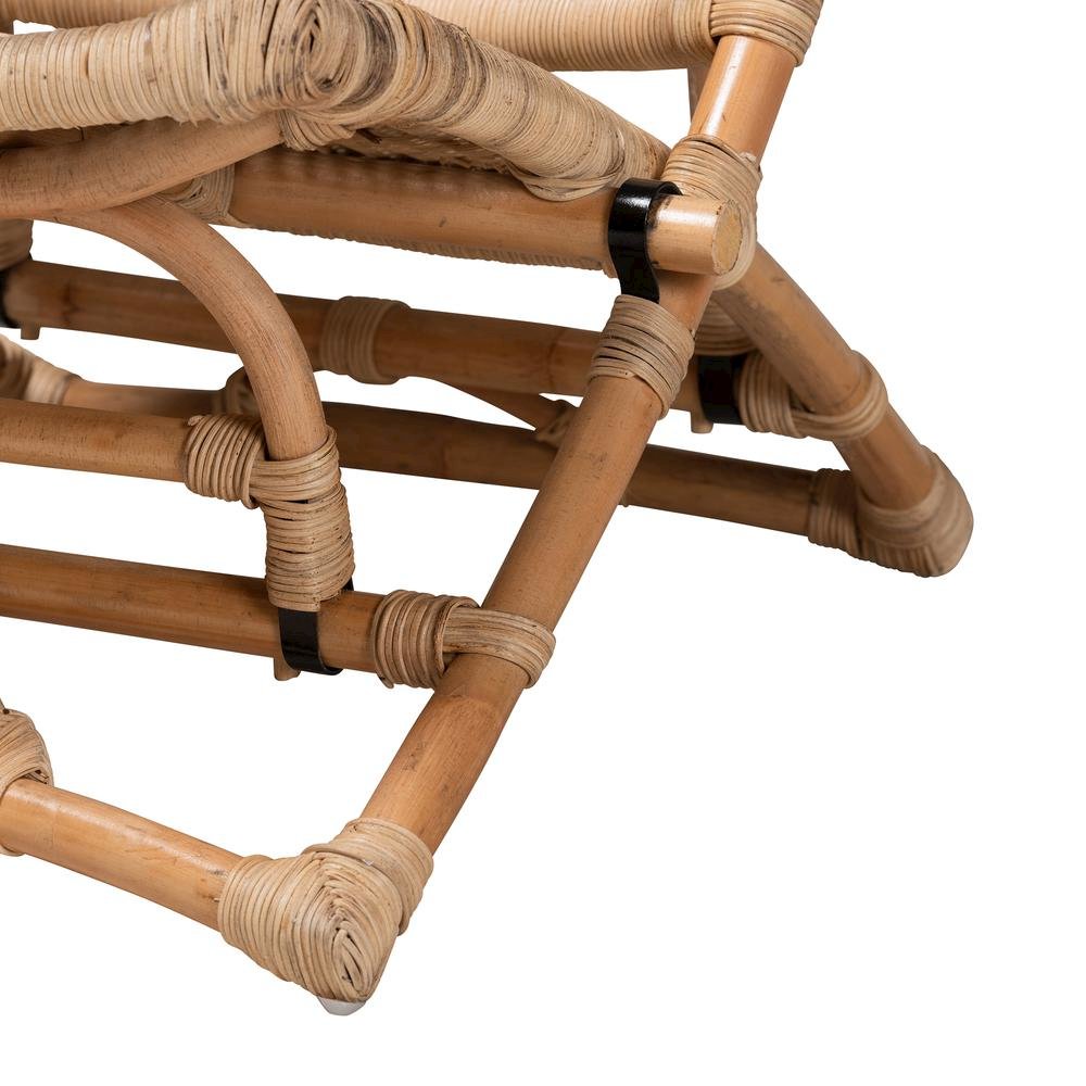 Bohemian Natural Brown Antique Rattan Foldable Lounge Chair