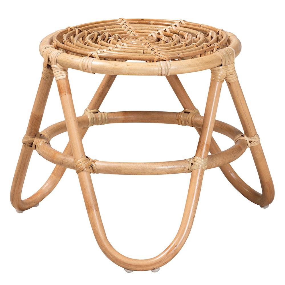 bali & pari Jacinda Modern Bohemian Natural Brown Rattan End Table
