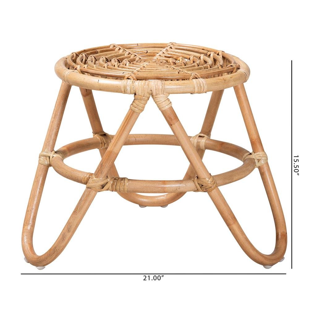 bali & pari Jacinda Modern Bohemian Natural Brown Rattan End Table