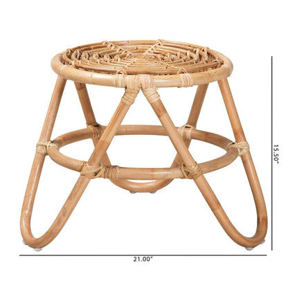 bali & pari Jacinda Modern Bohemian Natural Brown Rattan End Table