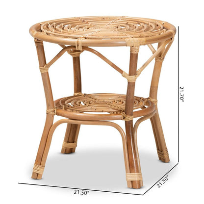 bali & pari Cariel Modern Bohemian Natural Brown Rattan Coffee Table