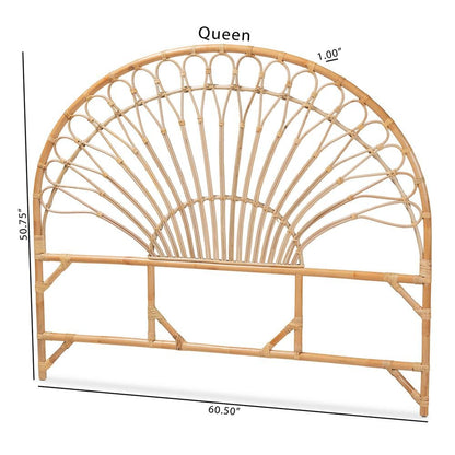 Bohemian Natural Brown Rattan Queen Size Standalone Headboard