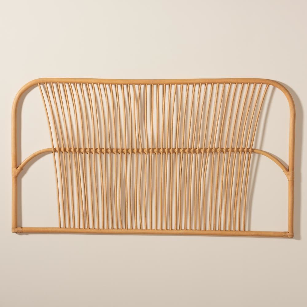 Bohemian Natural Brown Rattan Queen Size Wall-mount Headboard
