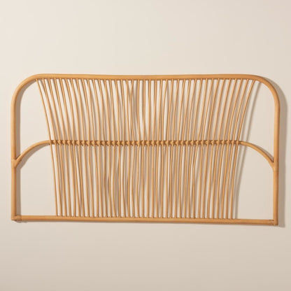 Bohemian Natural Brown Rattan Queen Size Wall-mount Headboard