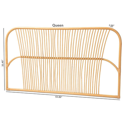 Bohemian Natural Brown Rattan Queen Size Wall-mount Headboard