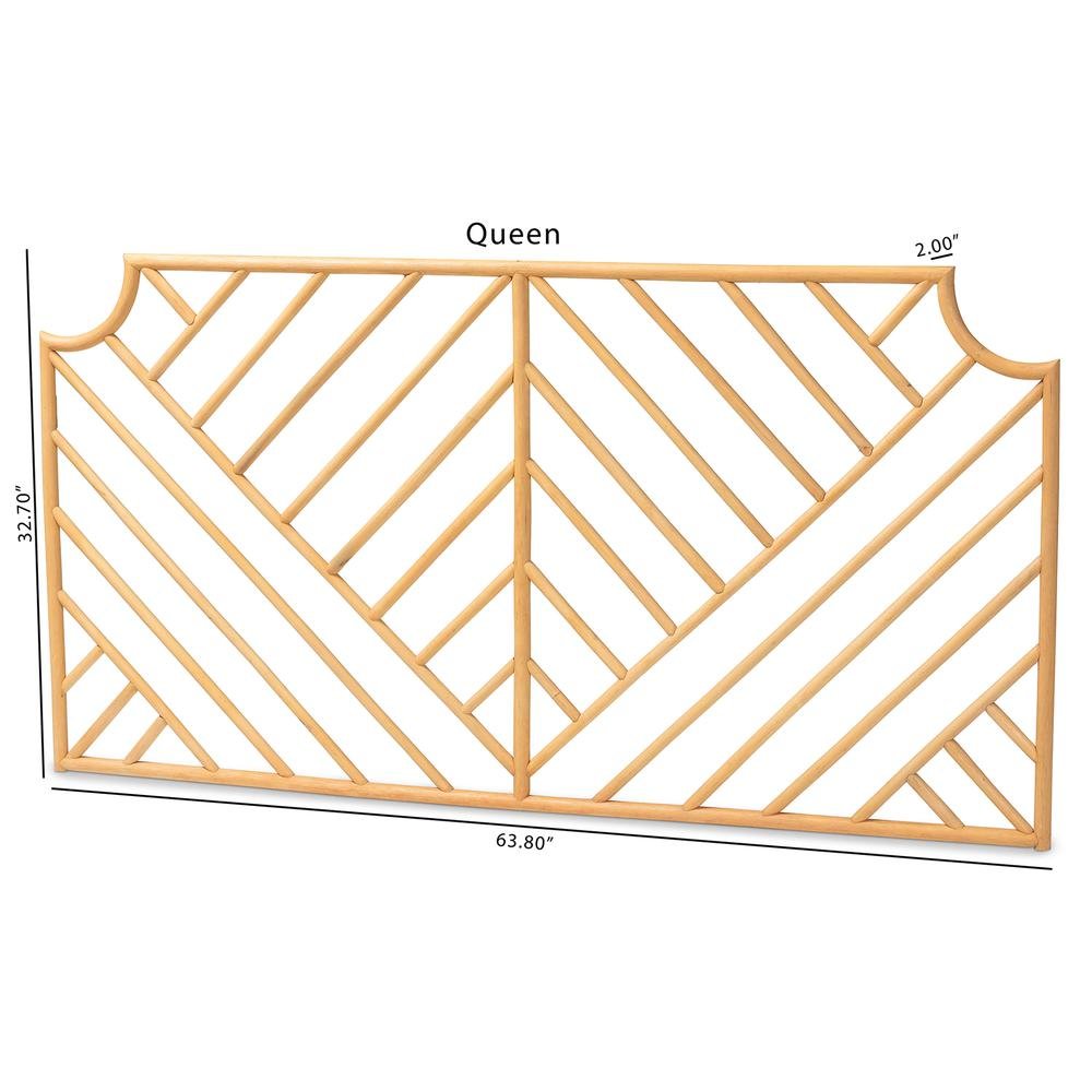 Bohemian Natural Brown Rattan Queen Size Wall-mount Headboard