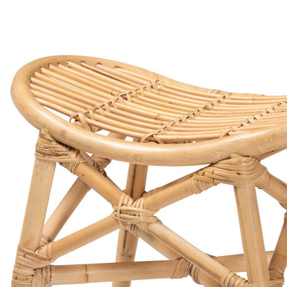 bali & pari Elgon Modern Bohemian Natural Brown Rattan Footstool