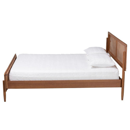 Gardwin Mid-Century Modern Ash Walnut Finished Wood Queen Size Platform Bed