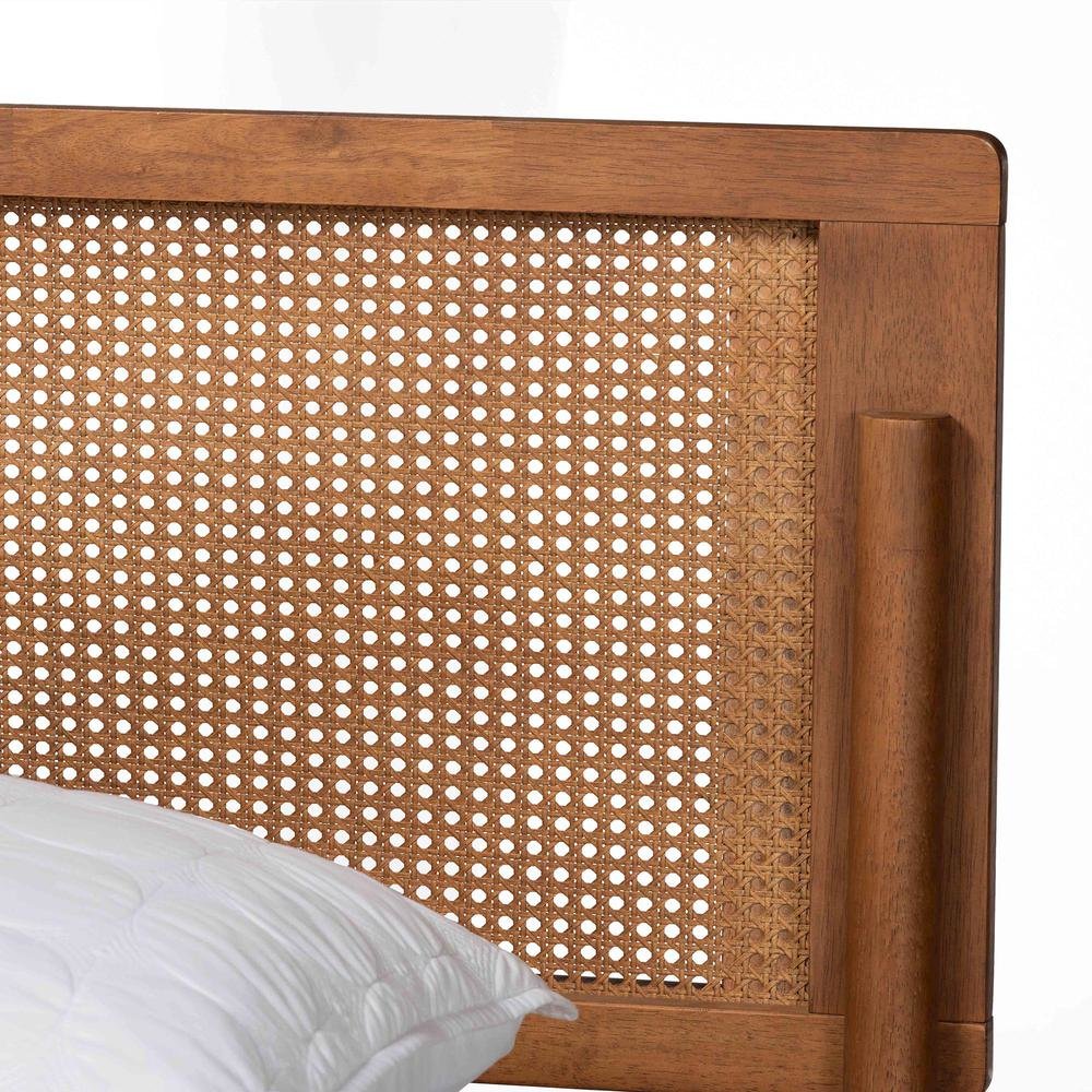 Gardwin Mid-Century Modern Ash Walnut Finished Wood Queen Size Platform Bed