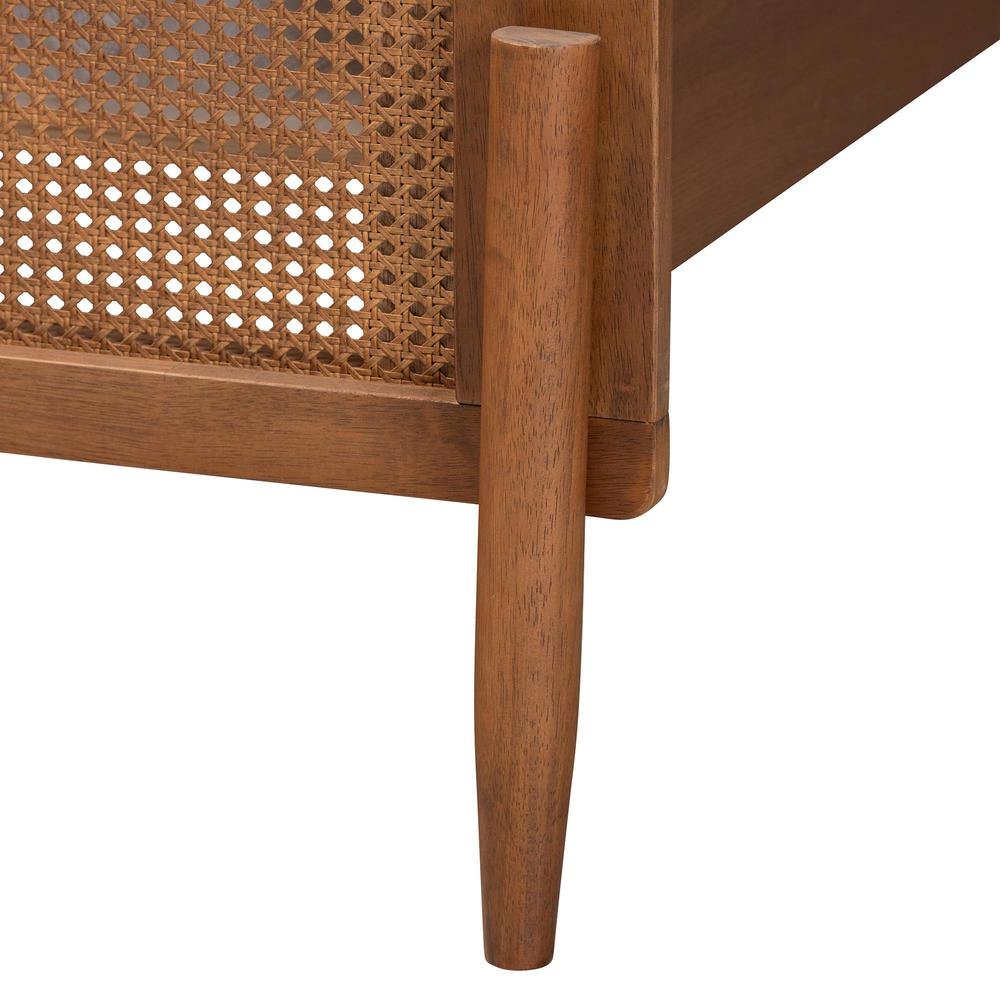 Gardwin Mid-Century Modern Ash Walnut Finished Wood Queen Size Platform Bed