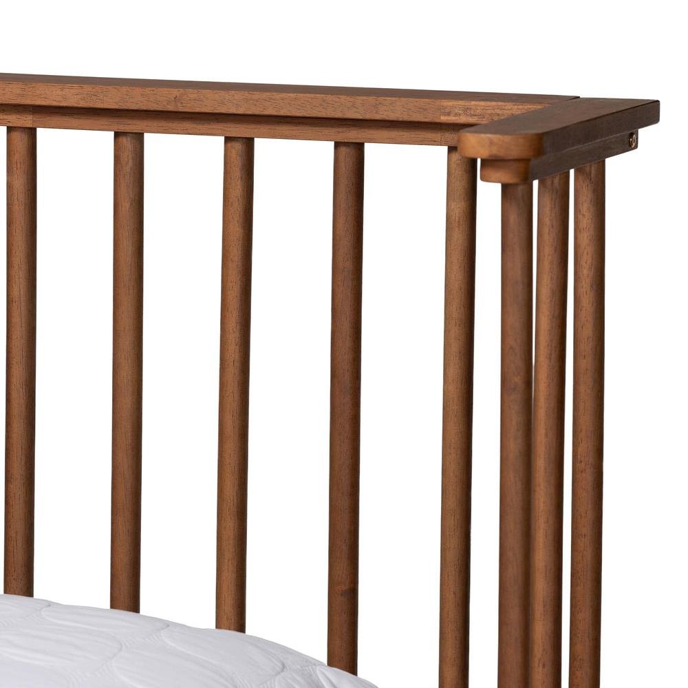 Flint Mid-Century Modern Ash Walnut Finished Wood Queen Size Platform Bed