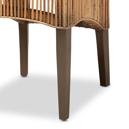 Bohemian Natural Brown Rattan 2-Piece Dining Chair Set
