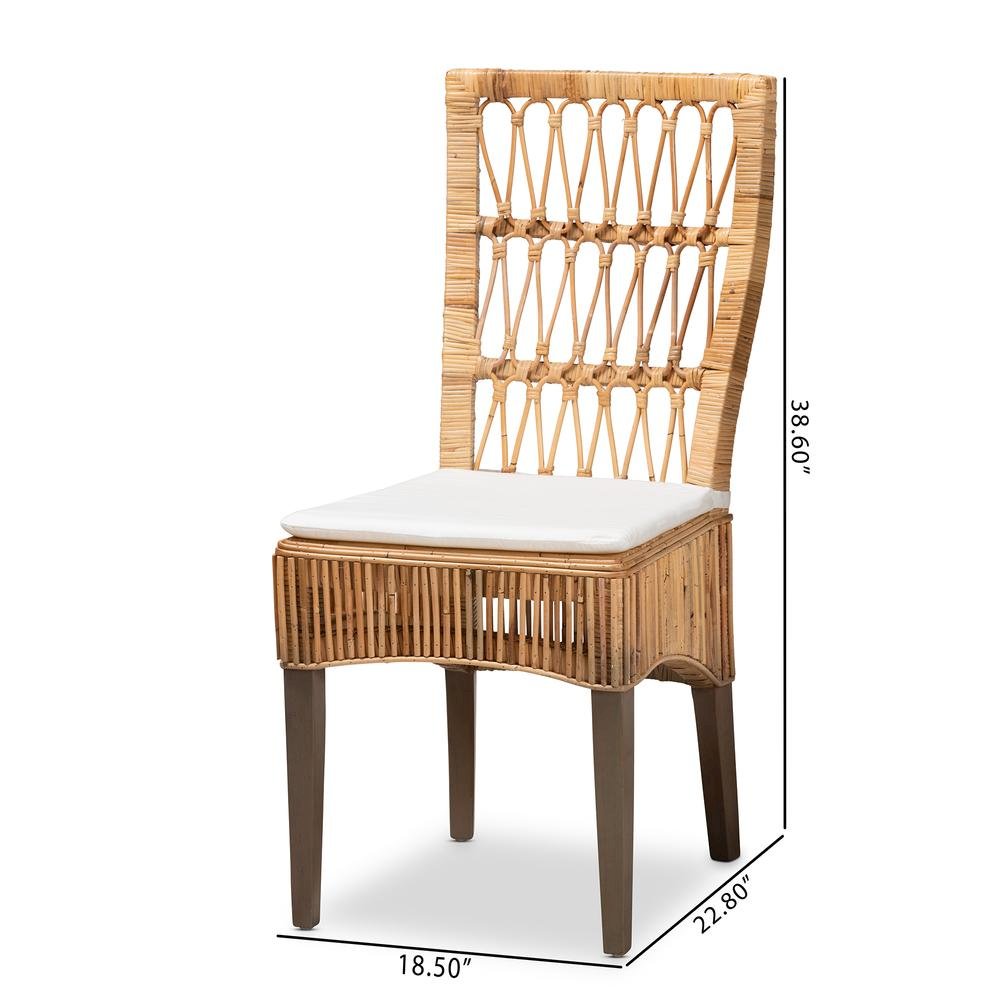 Bohemian Natural Brown Rattan 2-Piece Dining Chair Set