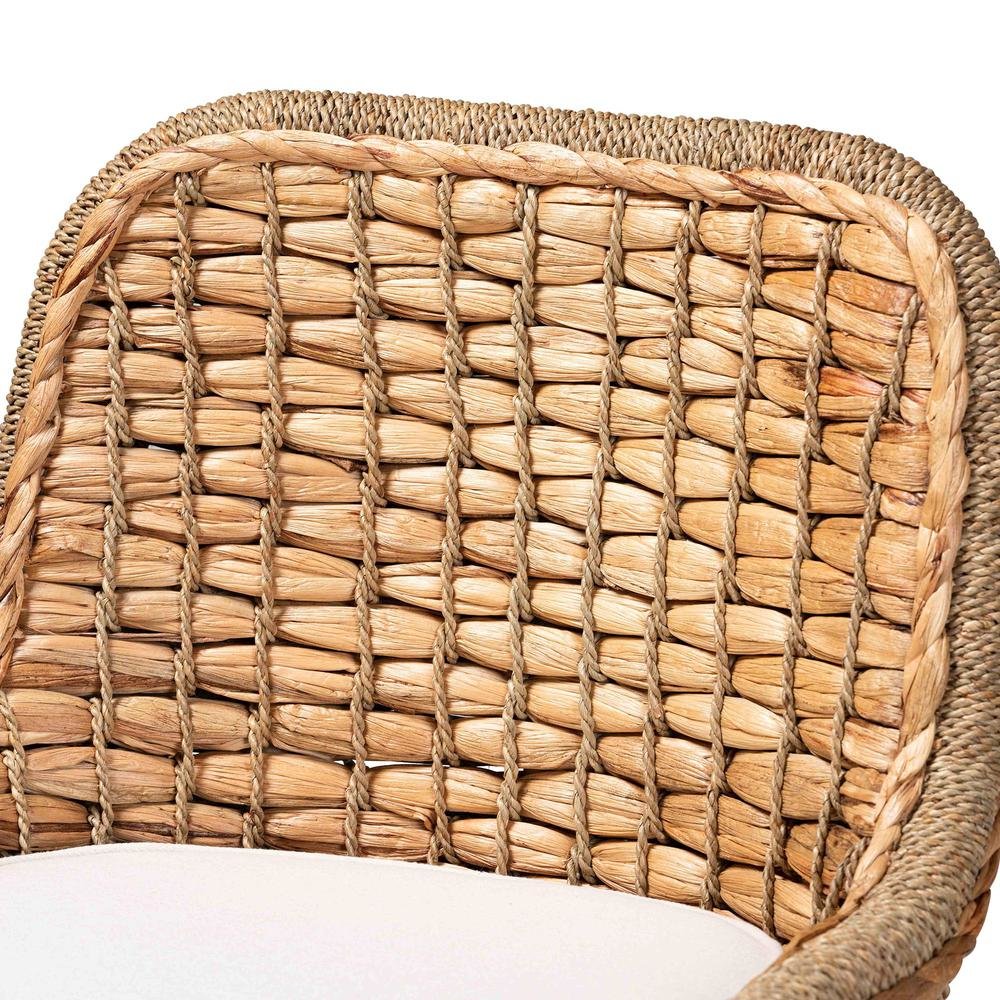 Bohemian Natural Brown Woven Rattan Counter Stool with Cushion