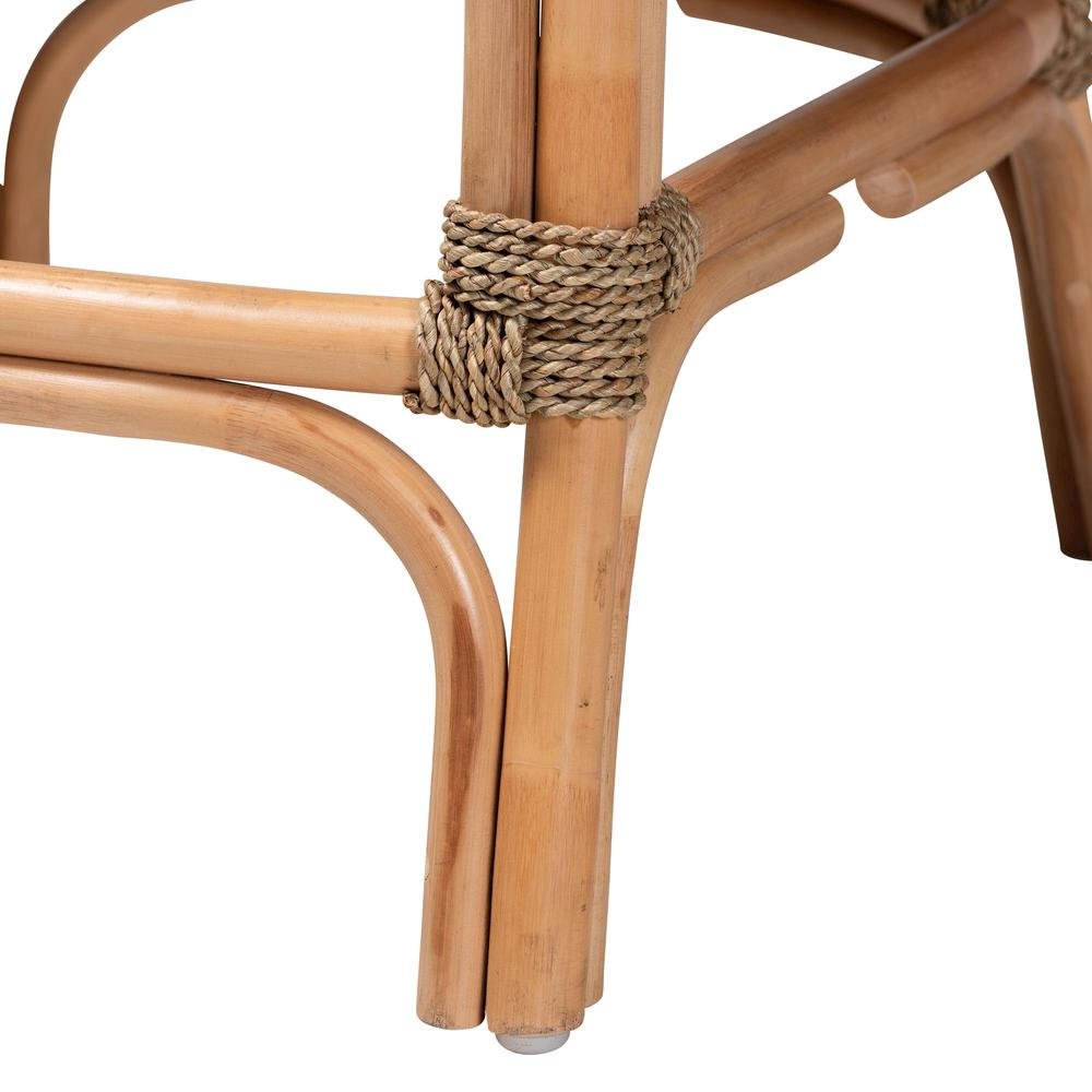 Bohemian Natural Brown Woven Rattan Counter Stool with Cushion