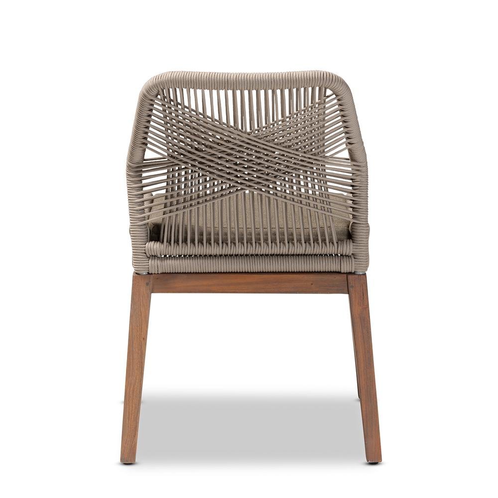 Jennifer Mid-Century Transitional Grey Woven Rope Mahogany Dining Side Chair