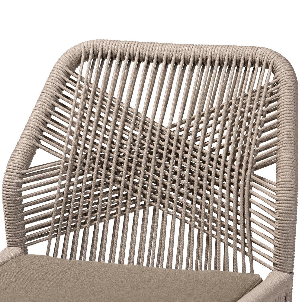 Jennifer Mid-Century Transitional Grey Woven Rope Mahogany Dining Side Chair